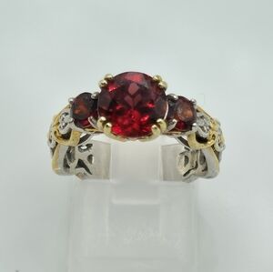 Like New MICHAEL VALITUTTI ESTATE GARNET  TWO TONE RING